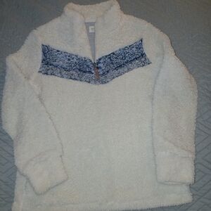 Weatherproof White and Blue 1/4 Zio Fleece Pullover Sz M EUC